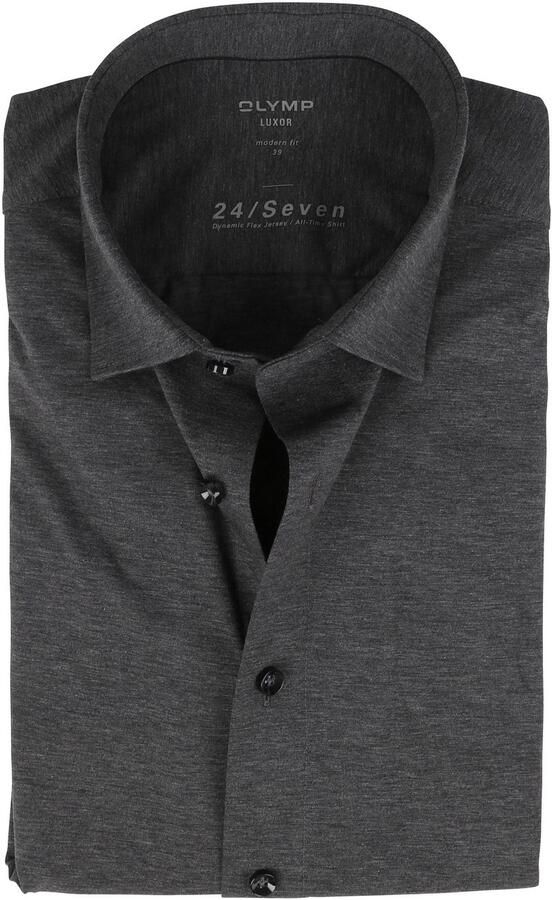 OLYMP Overhemd met lange mouwen Luxor 24 Seven modern fit jersey shirt met geurremmende materiaaleigenschappen