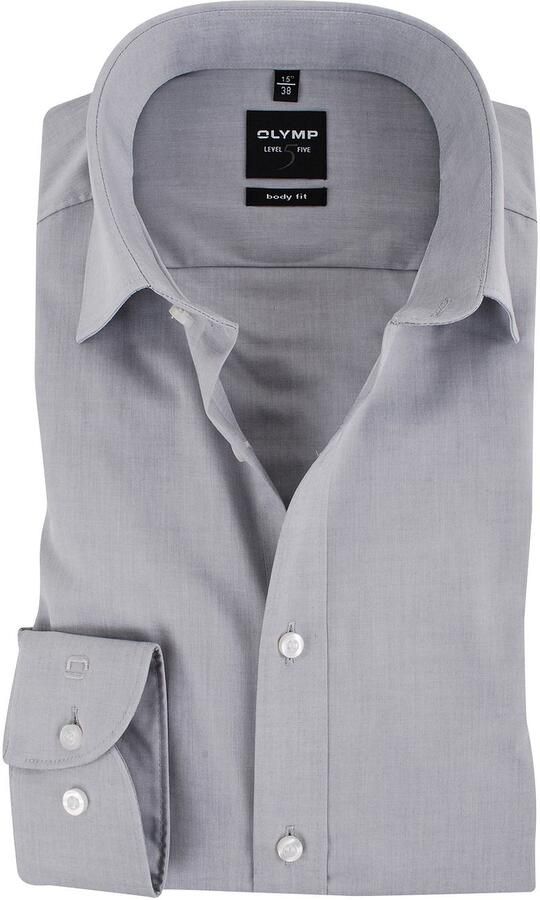 OLYMP Level Five Slim fit zakelijk overhemd van chambray - Foto 7