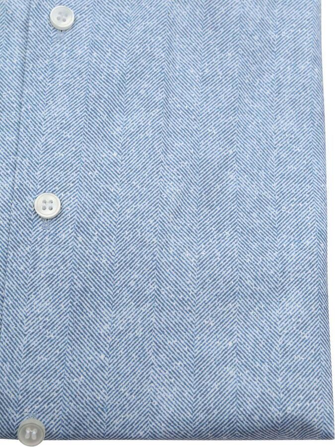 Olymp Overhemd Level 5 24 Seven Herringbone Blauw - Foto 2