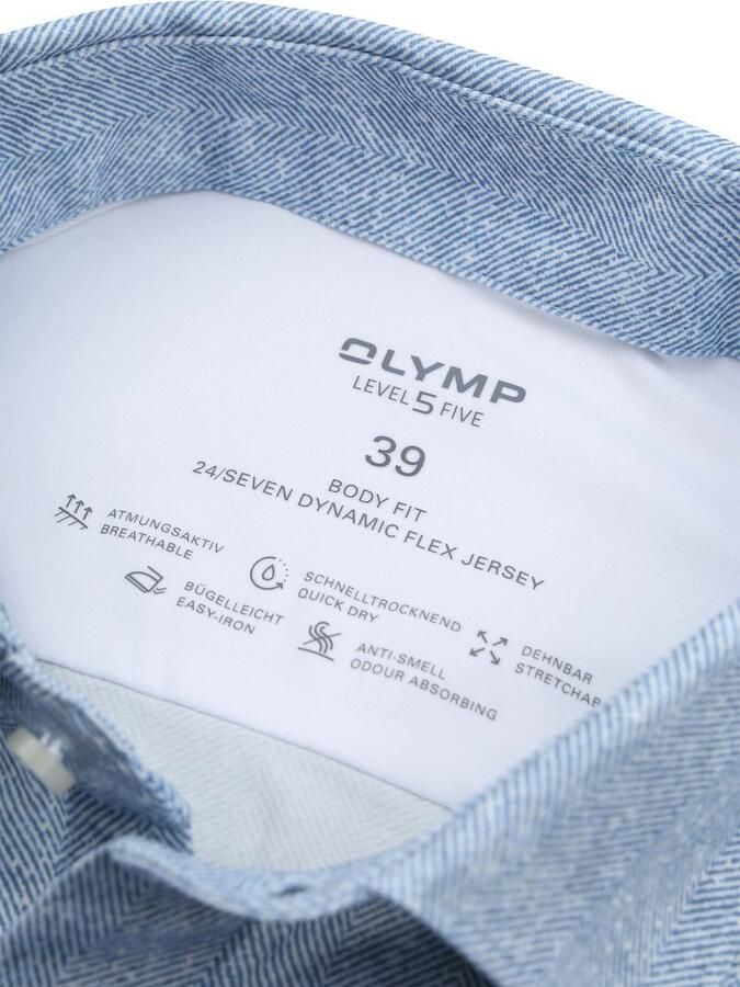 Olymp Overhemd Level 5 24 Seven Herringbone Blauw - Foto 3