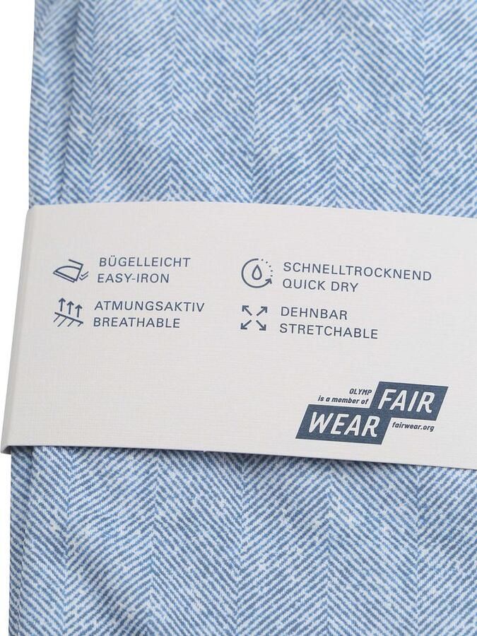 Olymp Overhemd Level 5 24 Seven Herringbone Blauw - Foto 4