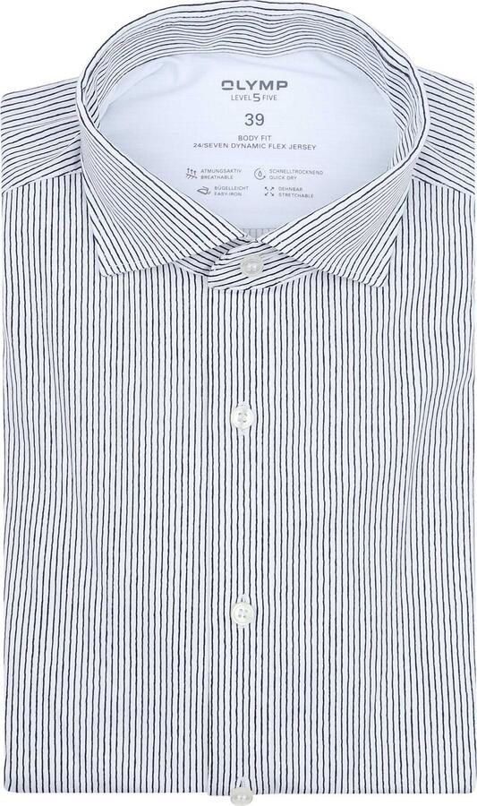 Olymp Overhemd Level 5 24 Seven Penstripe Blauw