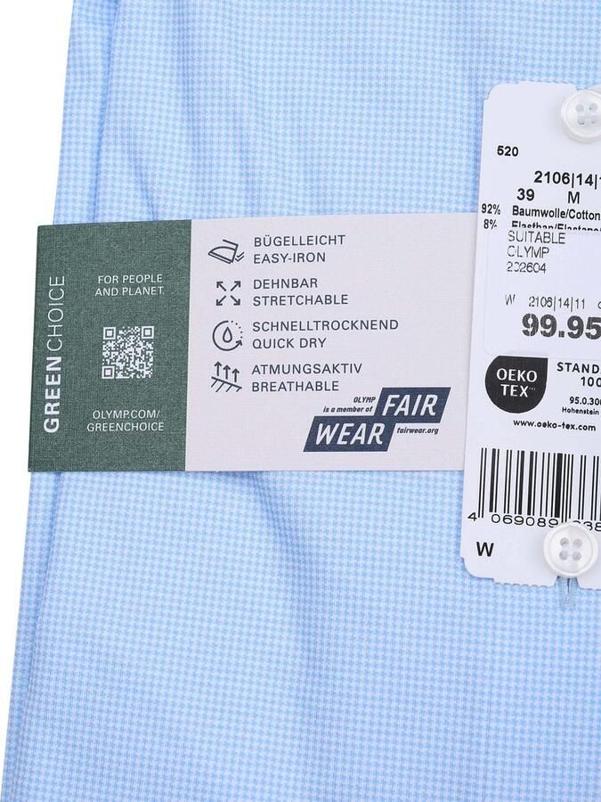 Olymp Overhemd Level 5 24 Seven Pied De Poule Blauw - Foto 4