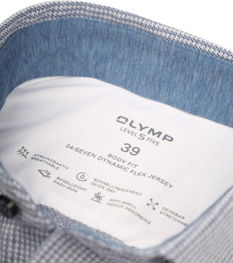 Olymp Overhemd Level 5 24 Seven Pied de Poule Blauw - Foto 3