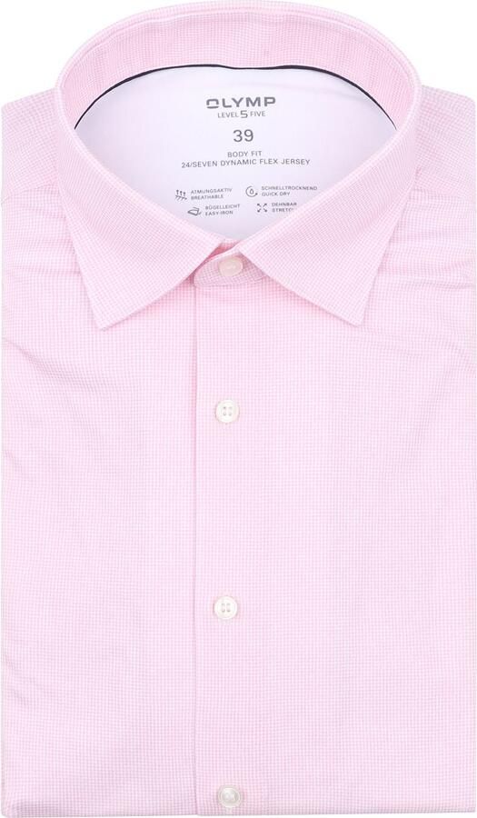 Olymp Overhemd Level 5 24 Seven Pied De Poule Roze