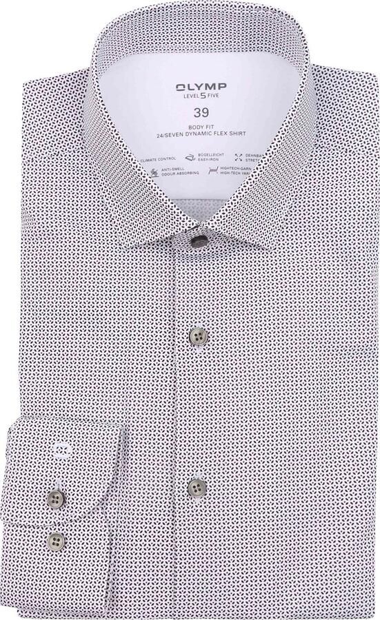 Olymp Overhemd Level 5 24 Seven Print Blauw