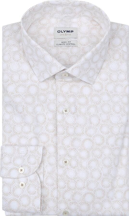 Olymp Overhemd Level 5 Print Beige