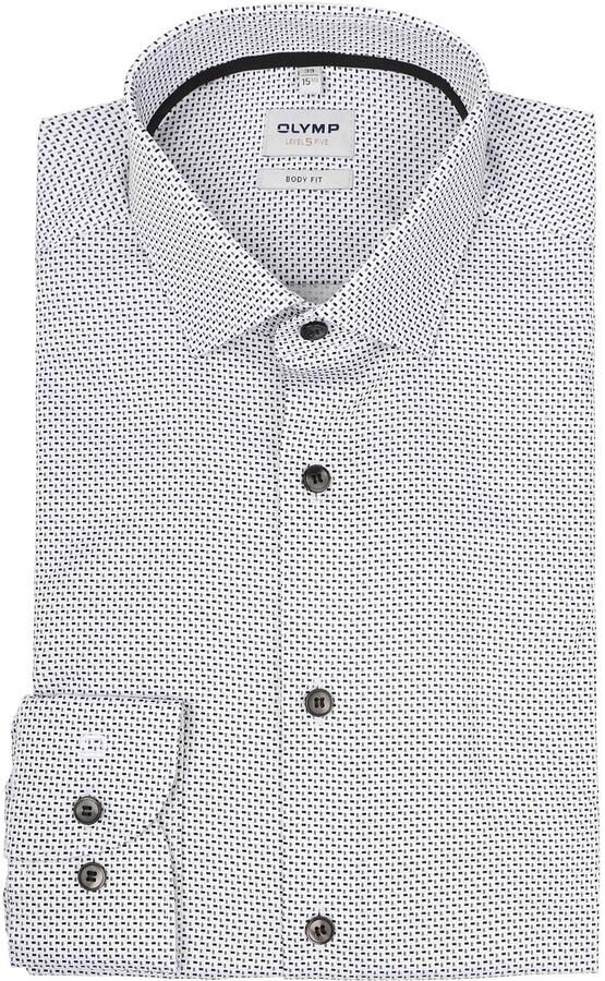 Olymp Overhemd Level 5 Print Wit