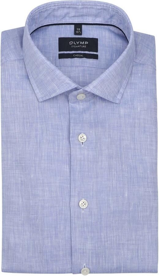 OLYMP SIGNATURE SLIM FIT Slim fit linnen overhemd met kentkraag model 'Sykia' - Foto 3