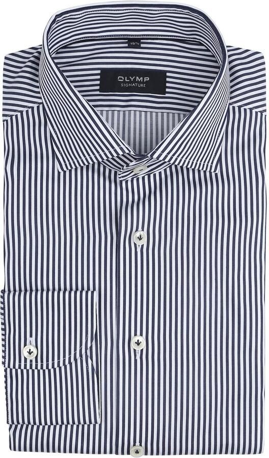Olymp Signature Overhemd Streep Blauw