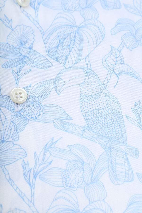 Olymp Signature Twill Overhemd Print Lichtblauw - Foto 2