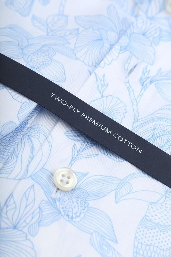 Olymp Signature Twill Overhemd Print Lichtblauw - Foto 3