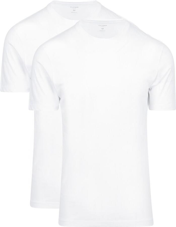 OLYMP Level 5 T-shirt met geribde ronde hals in een set van 2 stuks