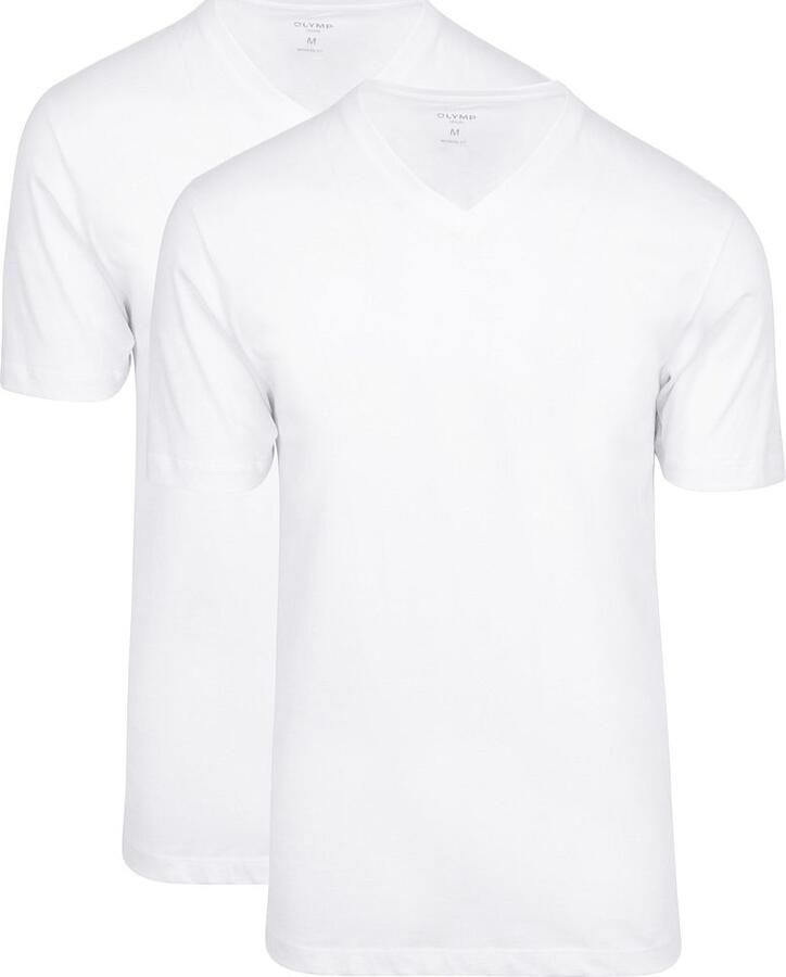 OLYMP T-shirt Casual met ton-in-ton logo-borduursel op de mouw (set 2-delig 2 stuks)