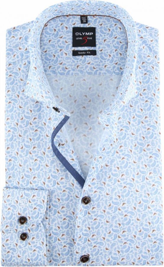 Olymp Overhemd Lvl 5 Paisley Blauw