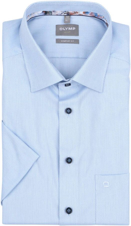 Olymp Short Sleeve Overhemd Luxor Melange Lichtblauw