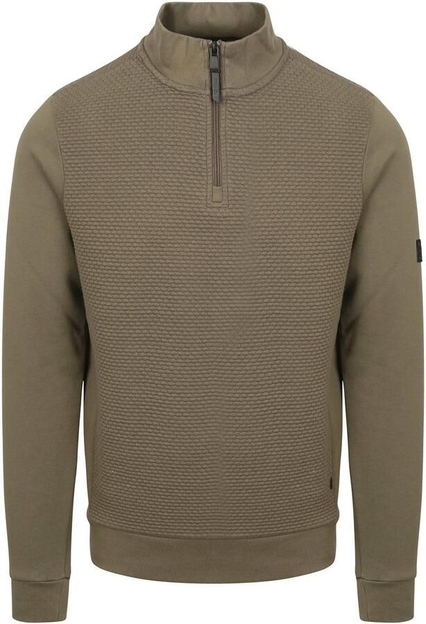 Petrol Half Zip Pullover Structure Olive