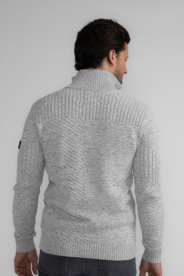 Petrol Industries gemêleerd fijngebreid vest met ingebreid patroon wit - Foto 2