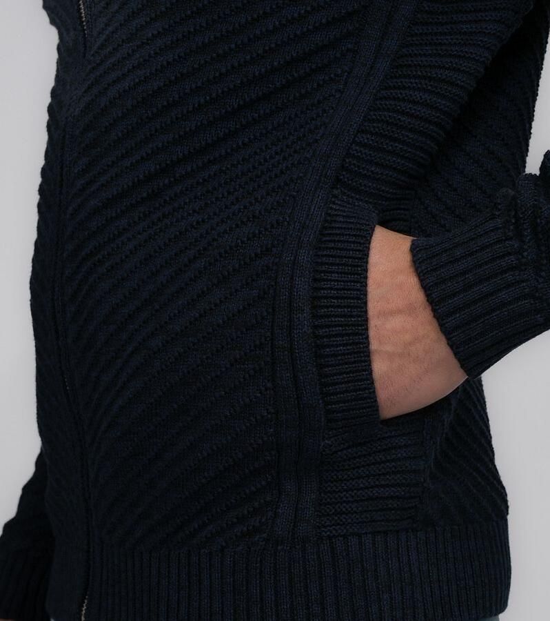 Petrol Industries fijngebreid vest met ingebreid patroon donkerblauw - Foto 2