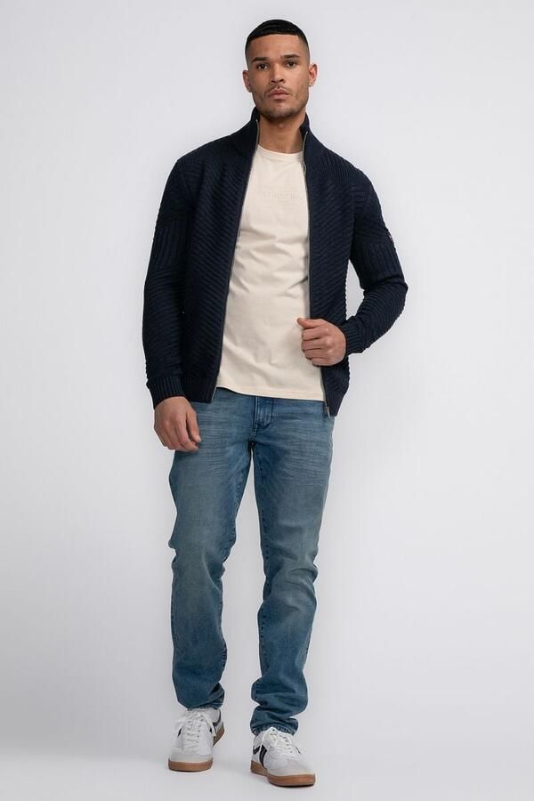 Petrol Industries fijngebreid vest met ingebreid patroon donkerblauw - Foto 4