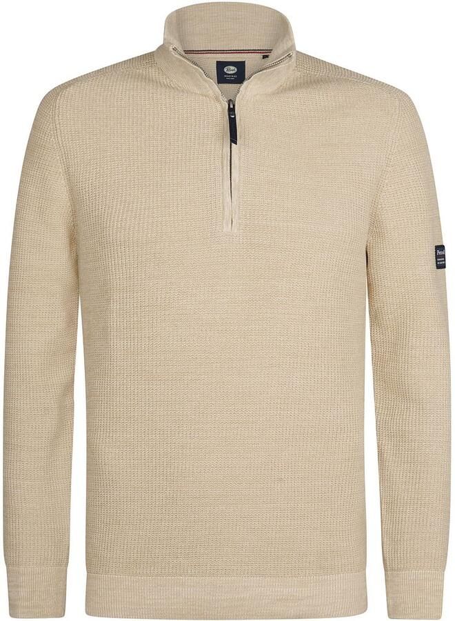 Petrol Knitted Half-Zip Sweater Nashville Beige