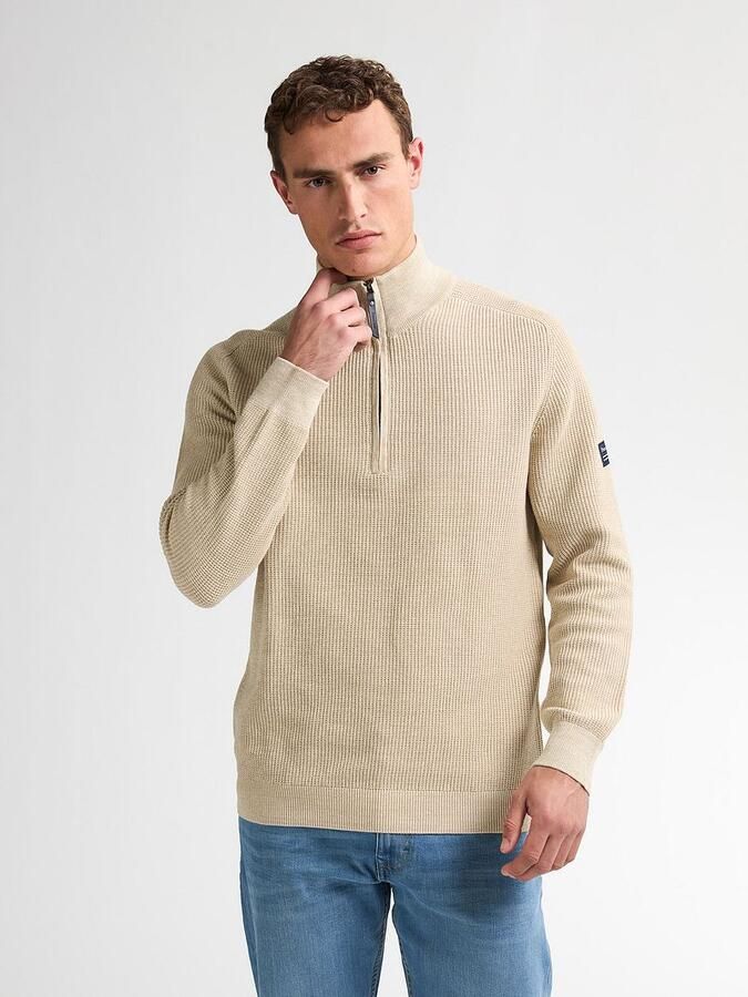 Petrol Knitted Half-Zip Sweater Nashville Beige - Foto 4