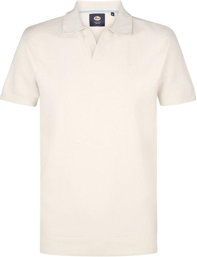Petrol Knitted Polo Ecru