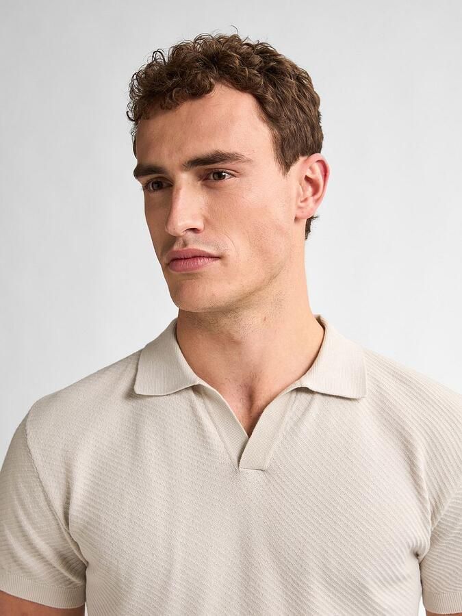 Petrol Knitted Polo Ecru - Foto 3