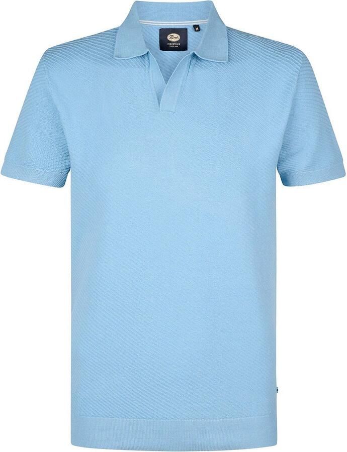Petrol Knitted Polo Lichtblauw