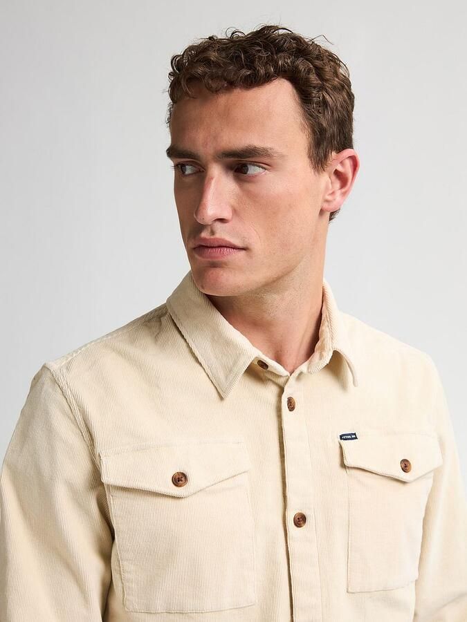 Petrol Overhemd Corduroy Beige - Foto 4