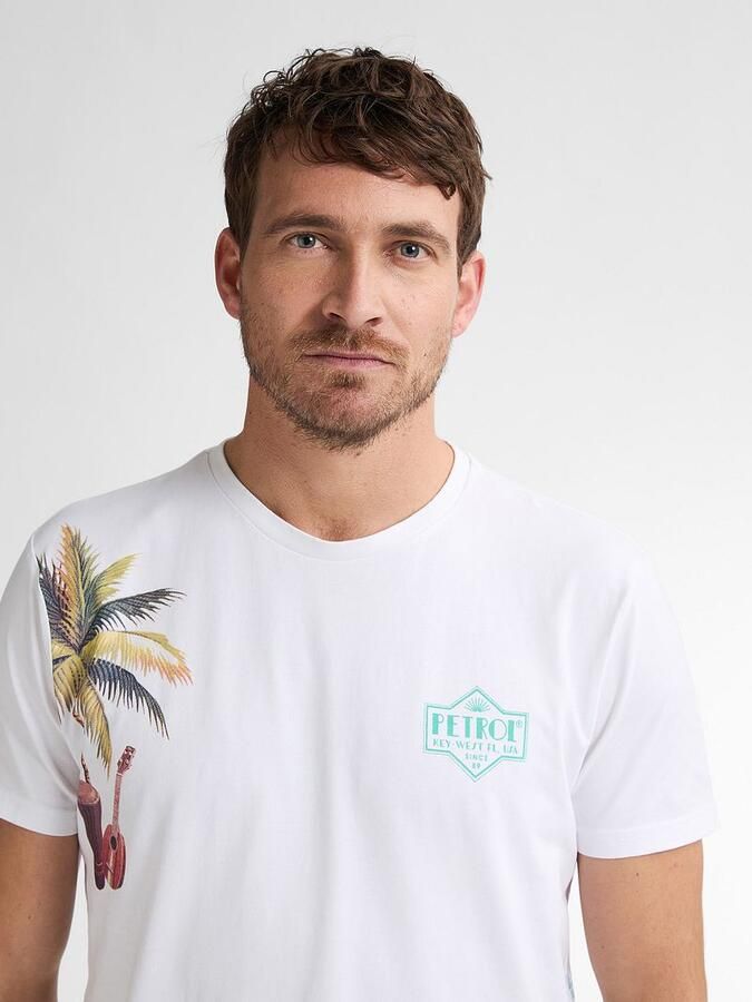 Petrol T-Shirt Islandcrest Print Wit - Foto 4