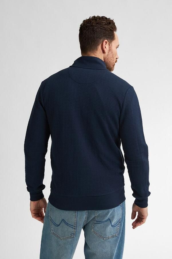 Petrol Industries sweatvest met textuur donkerblauw