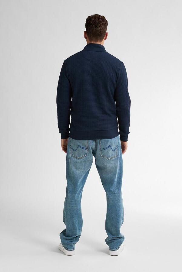 Petrol Industries sweatvest met textuur donkerblauw - Foto 2