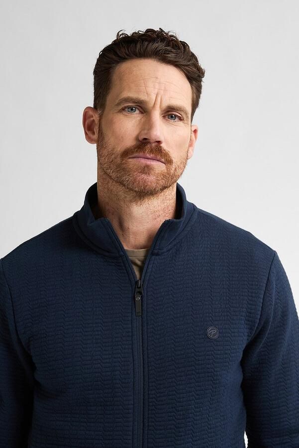 Petrol Industries sweatvest met textuur donkerblauw - Foto 3