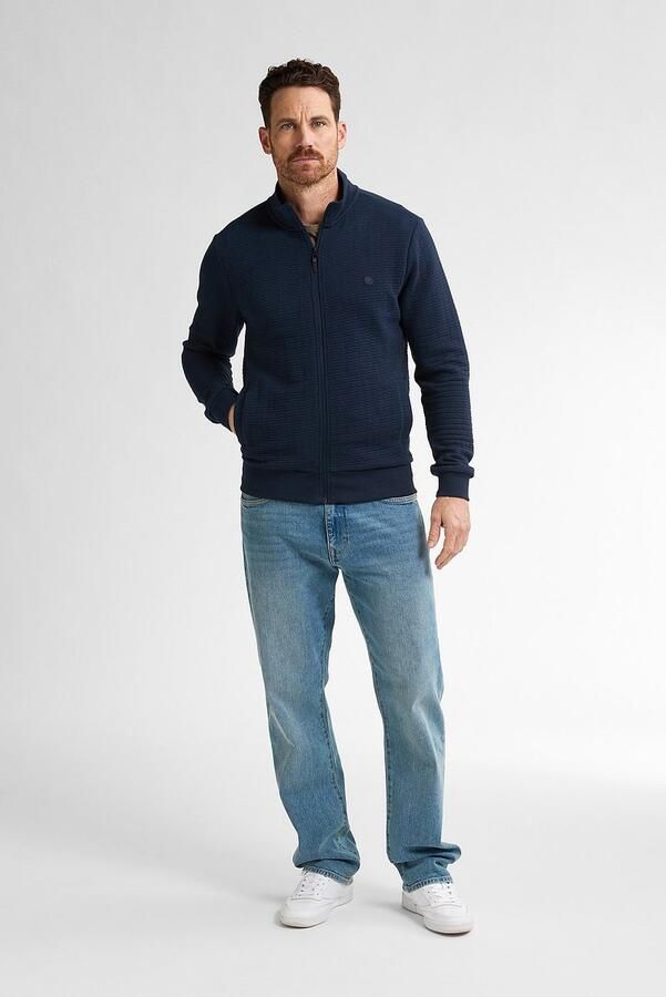 Petrol Industries sweatvest met textuur donkerblauw - Foto 4