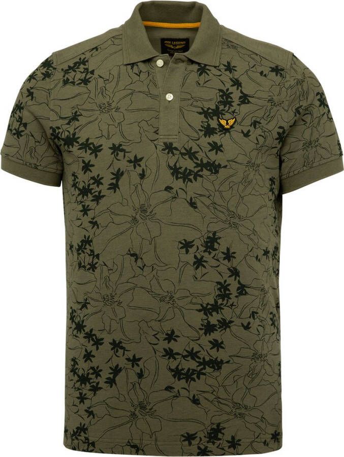 PME Legend Olijf Polo Short Sleeve Polo Light Pique Sustainable Aop