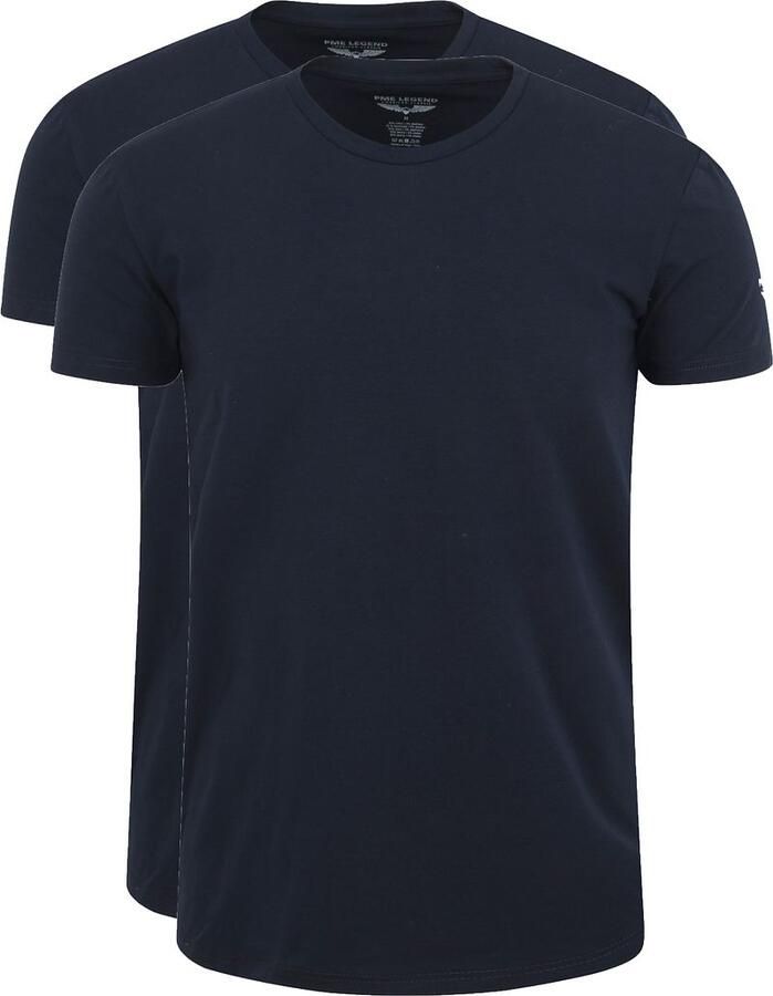PME Legend Basic T-shirt 2-Pack O-Hals Navy Blauw Heren - Foto 3
