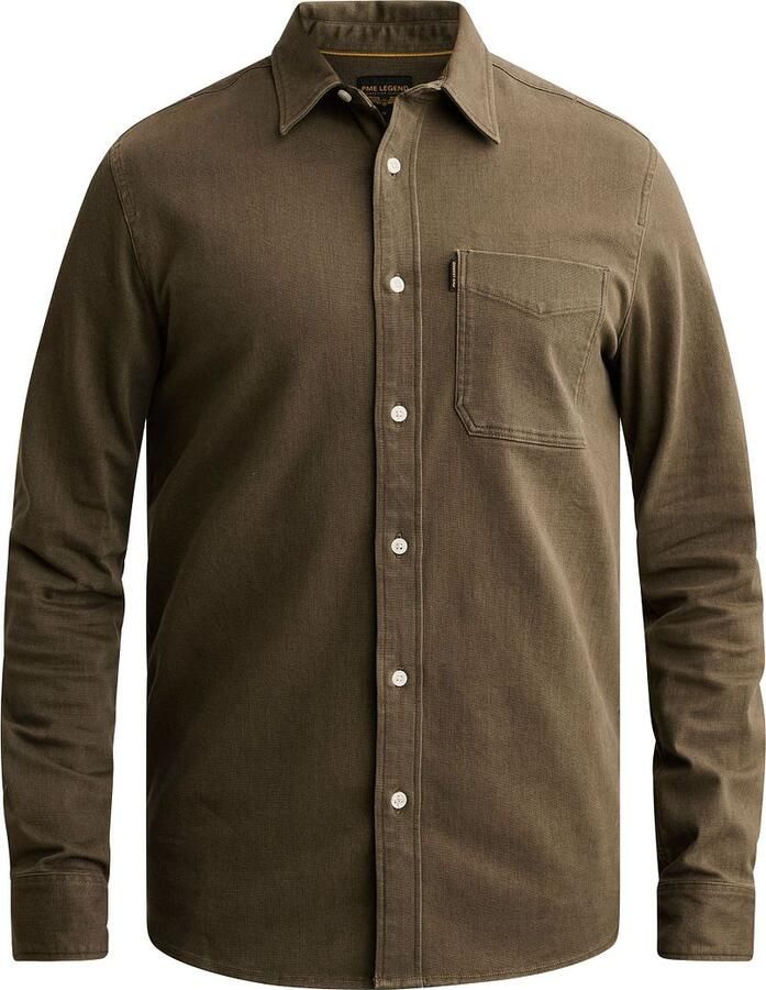 PME LEGEND Denim overhemd met overdyed wassing en borstzak - Foto 5