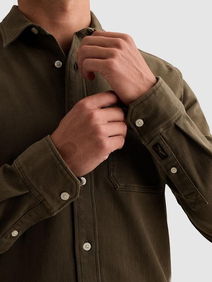 PME LEGEND Denim overhemd met overdyed wassing en borstzak - Foto 7