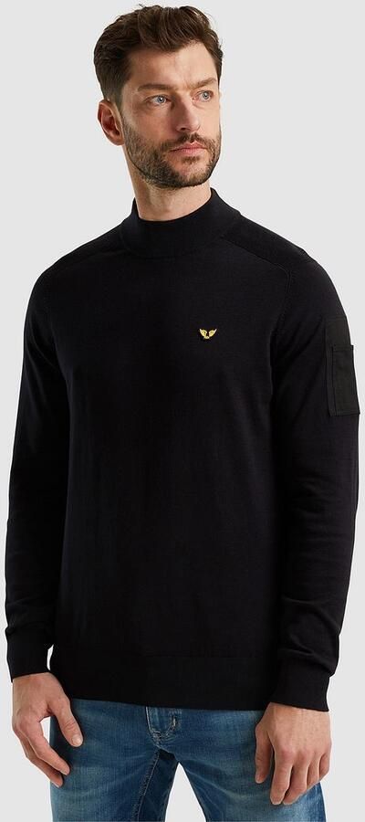 PME LEGEND Heren Truien & Vesten Mock Neck Cotton Knit Zwart - Foto 4