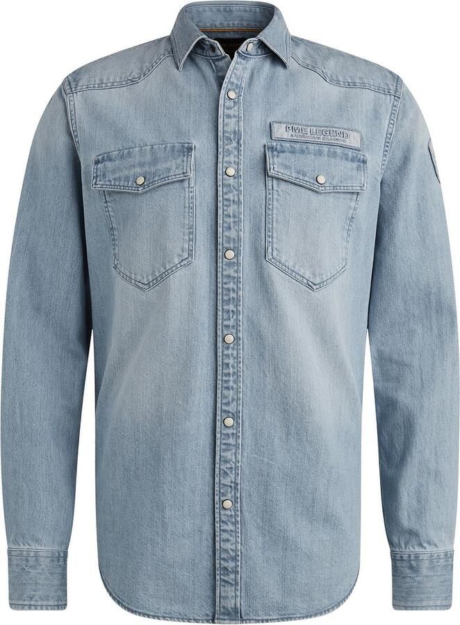 PME Legend Bleach Indigo Denim Lange Mouw Shirt Blue Heren - Foto 6