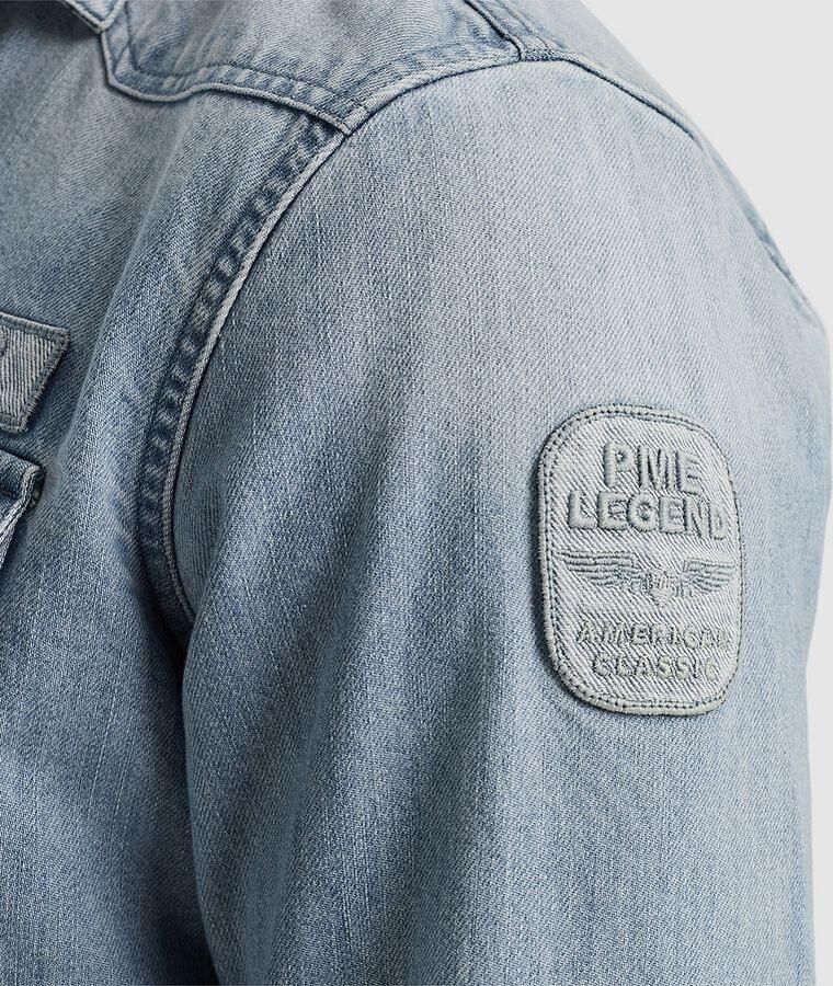 PME Legend Bleach Indigo Denim Lange Mouw Shirt Blue Heren - Foto 2
