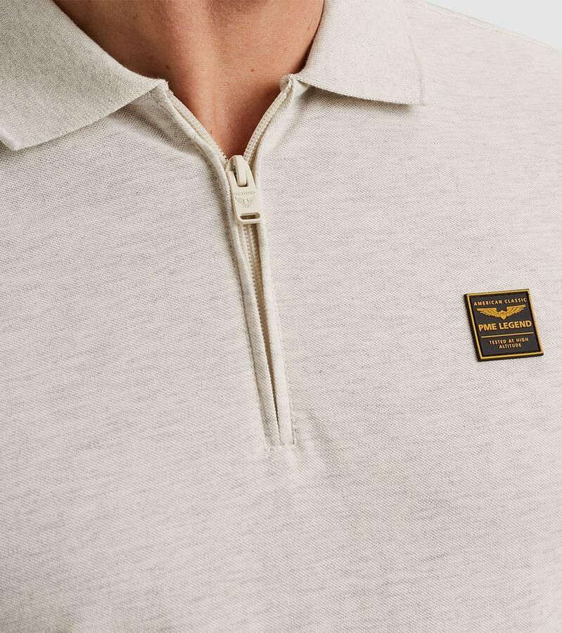 PME Legend Half-Zip Poloshirt Piqué Interlock Ecru