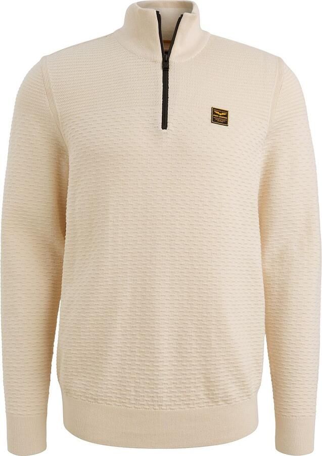 PME Legend Half Zip Structure Mouliné Trui Ecru