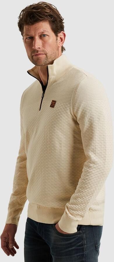 PME Legend Half Zip Structure Mouliné Trui Ecru - Foto 5