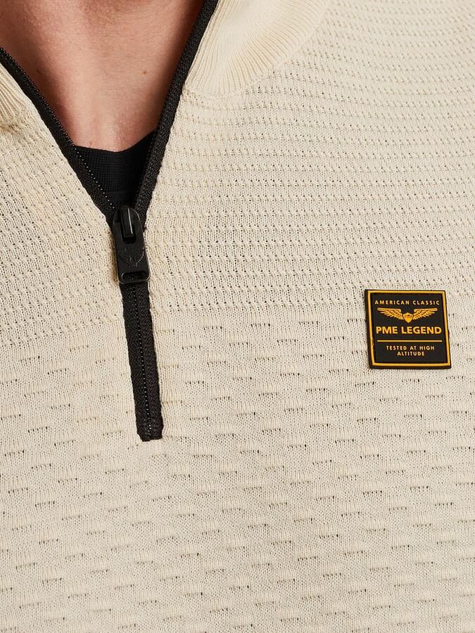 PME Legend Half Zip Structure Mouliné Trui Ecru - Foto 3