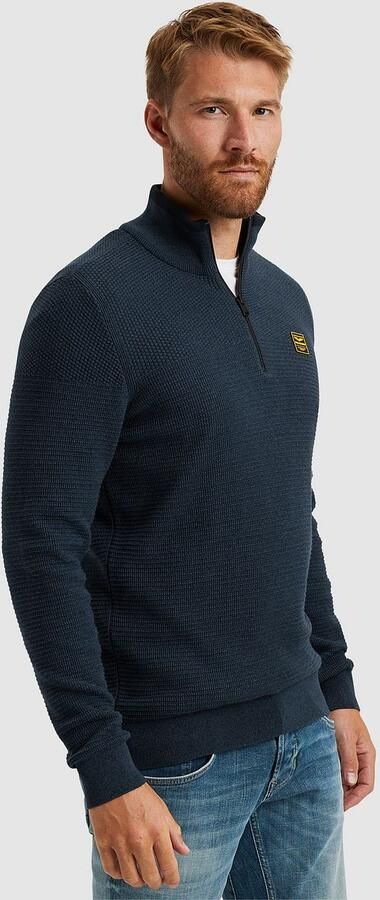 PME LEGEND Heren Truien & Vesten Half Zip Collar Cotton Mouline Donkerblauw - Foto 8