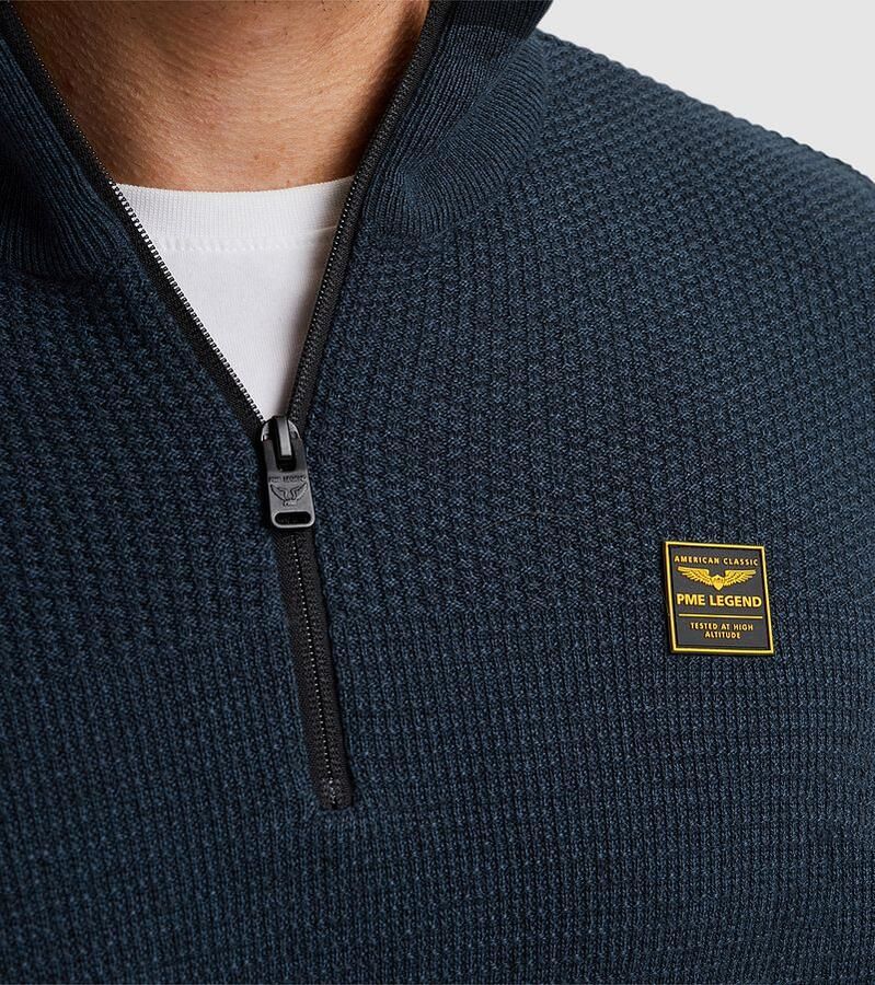 PME LEGEND Heren Truien & Vesten Half Zip Collar Cotton Mouline Donkerblauw - Foto 5