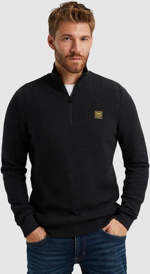 PME LEGEND Heren Truien & Vesten Half Zip Collar Cotton Mouline Zwart - Foto 3