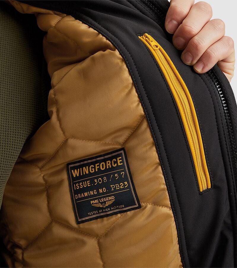 PME Legend softshell jas WINGFORCE met logo en patches zwart